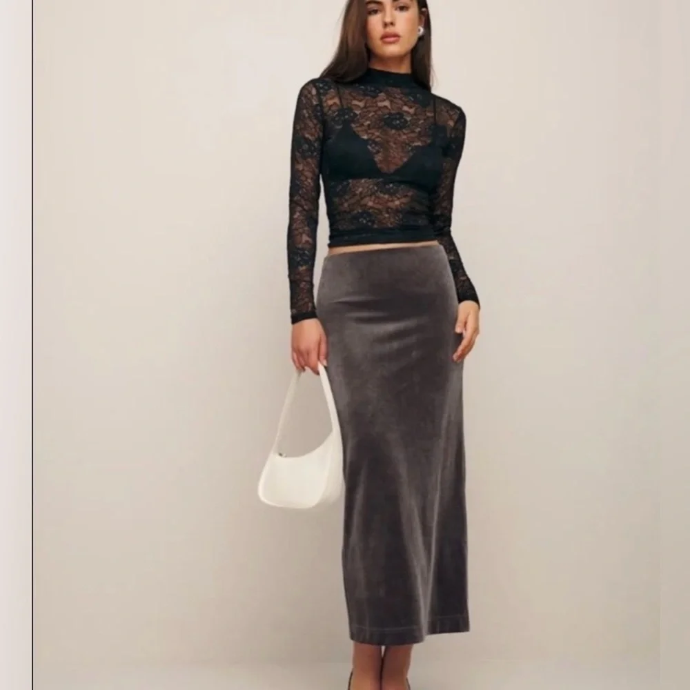 Reformation Women’s Maria Knit Skirt Velvet Stone Size XS $128